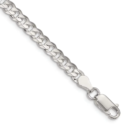 Get Discounts on Hot  Deals Sterling Silver 4.5mm Concave Beveled Curb Chain Bracelet