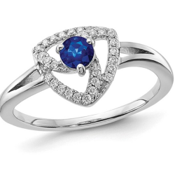 GET Instant Discounts on Great Deals 14 Carat (ctw) Blue Sapphire Geometric Ring in 14K White Gold with Diamonds 1/10 Carat (ctw)