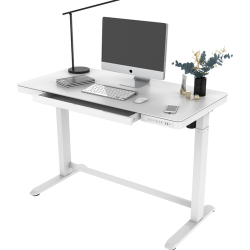 Save More on Great Deals Sit-Stand Height Adjustable All-in-One Standing Desk (Included Table Top) white- PrimeCables